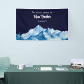 Winter Blauw Witte Besneeuwde Bergen Bruidsdouche Spandoek (Beurs)