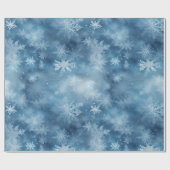 Winter Blauw Witte Sneeuwvlokken Kerstmis Cadeaupapier (Vlak)