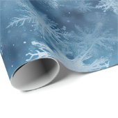 Winter Blauw Witte Sneeuwvlokken Kerstmis Cadeaupapier (Rol Hoek)