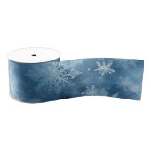 Winter Blauw Witte Sneeuwvlokken Kerstmis Grosgrain Lint (Spoel)