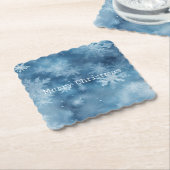 Winter Blauw Witte Sneeuwvlokken Kerstmis Kartonnen Onderzetters (Gebogen)