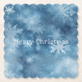 Winter Blauw Witte Sneeuwvlokken Kerstmis Kartonnen Onderzetters (Voorkant)