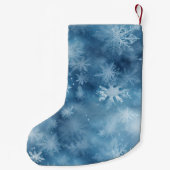 Winter Blauw Witte Sneeuwvlokken Kerstmis Kleine Kerstsok (Achterkant)