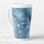 Winter Blauw Witte Sneeuwvlokken Kerstmis Latte Mok (Linkerhoek)