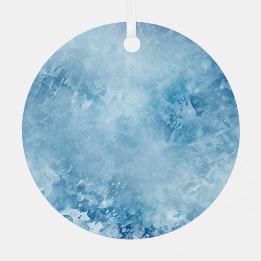 Winter Blauw Witte Sneeuwvlokken Kerstmis Metalen Ornament (Achterkant)