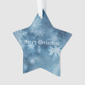 Winter Blauw Witte Sneeuwvlokken Kerstmis Ornament (voorkant)