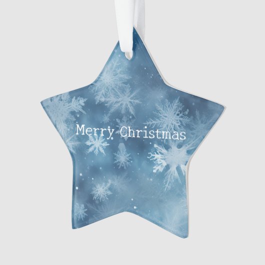 Winter Blauw Witte Sneeuwvlokken Kerstmis Ornament (voorkant)