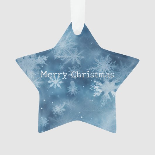Winter Blauw Witte Sneeuwvlokken Kerstmis Ornament (voorkant)