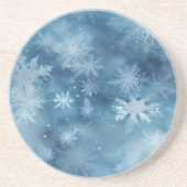 Winter Blauw Witte Sneeuwvlokken Kerstmis Zandsteen Onderzetter (Voorkant)