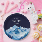 Winter Blauw Witte Snowy Mountains Wedding Papieren Bordje (Feest)