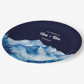 Winter Blauw Witte Snowy Mountains Wedding Papieren Bordje (Gekanteld)