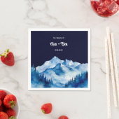 Winter Blauw Witte Snowy Mountains Wedding Servet (Insitu)