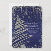 Winter Blauw & Zilver Kerstboom Holiday Party Kaart (Voorkant)