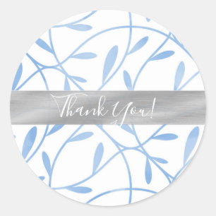 Winter Blauw & Zilver Sierlijke Favor Ronde Sticker