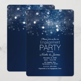 Winter Blauw Zilveren Glitterende Lichtjes Verlovi Kaart