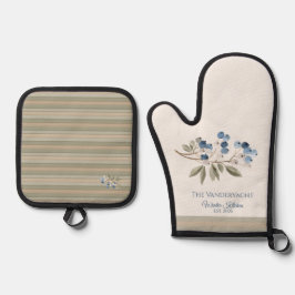 Winter Blauwbessen Botanisch Ovenwant & Pannenlap Set