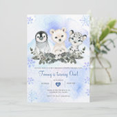 Winter Blauwe Arctische Berg Onedeland Verjaardag Kaart (Staand voorkant)