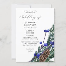Winter Blauwe bessen en Pine Greenery Wedding