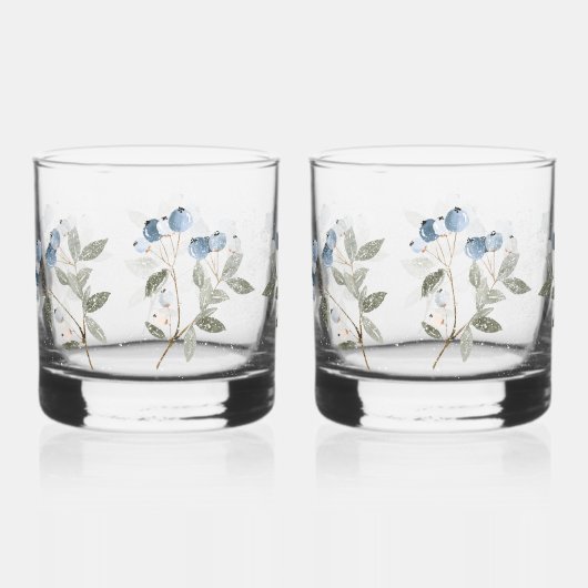 Winter Blauwe Bosbes Botanisch Whisky Glas (Voorkant)