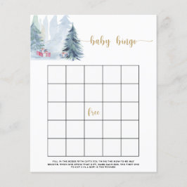Winter blauwe dennenbomen baby bingo spel