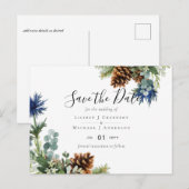 Winter Blauwe Distel Eucalyptus Trouw Wonderland Briefkaart (Voorkant / Achterkant)