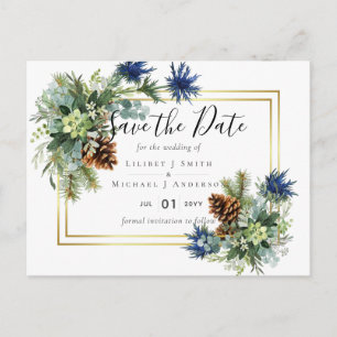 Winter Blauwe Distel Eucalyptus Trouw Wonderland Briefkaart