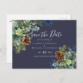 Winter Blauwe Distel Eucalyptus Trouw Wonderland Briefkaart (Voorkant / Achterkant)