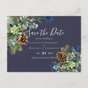 Winter Blauwe Distel Eucalyptus Trouw Wonderland Briefkaart