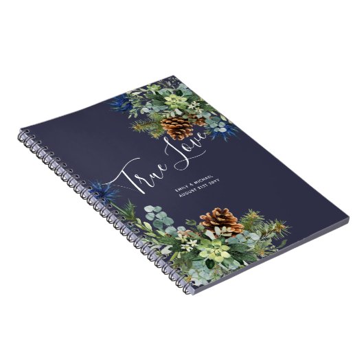 Winter Blauwe Distel Eucalyptus Trouw Wonderland Notitieboek (Rechterzijde)