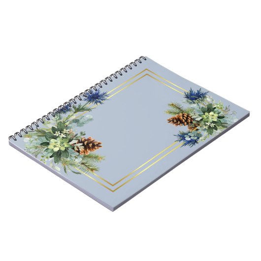 Winter Blauwe Distel Eucalyptus Trouw Wonderland Notitieboek (Linkerzijde)