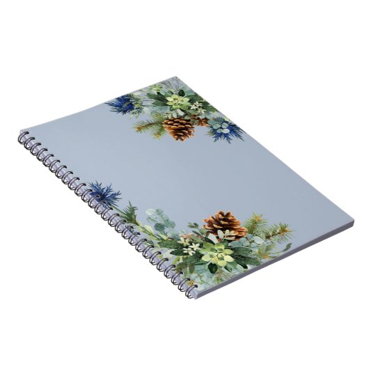 Winter Blauwe Distel Eucalyptus Trouw Wonderland Notitieboek (Rechterzijde)