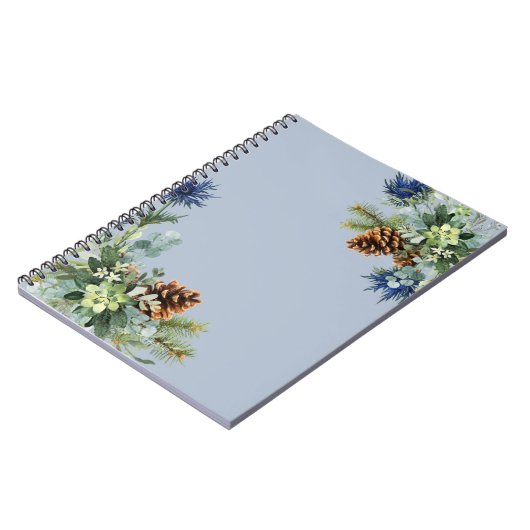 Winter Blauwe Distel Eucalyptus Trouw Wonderland Notitieboek (Linkerzijde)