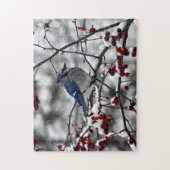 Winter Blauwe Gaai Legpuzzel (Verticaal)