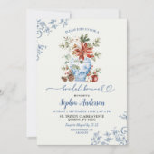 Winter Blauwe Gemberpot Chinoiserie Bruids Brunch Kaart (Voorkant)