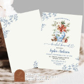 Winter Blauwe Gemberpot Chinoiserie Bruids Brunch Kaart