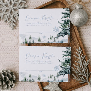 Winter Blauwe Luier Raffle Kaart Notitiekaartje