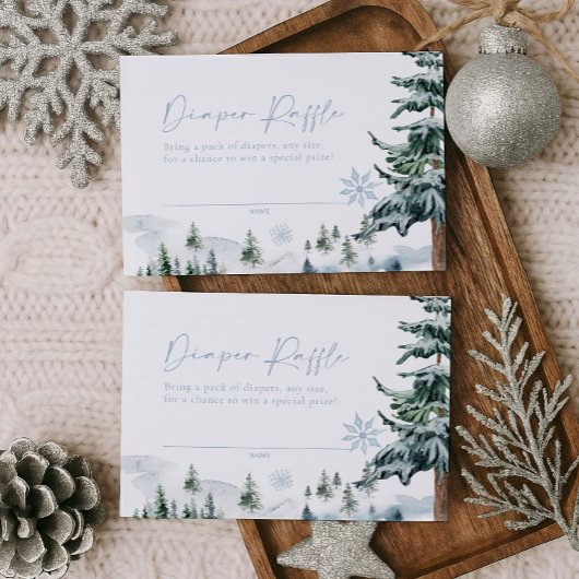 Winter Blauwe Luier Raffle Kaart Notitiekaartje