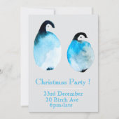 Winter blauwe pinguïn Kerstfeest uitnodiging (Voorkant)