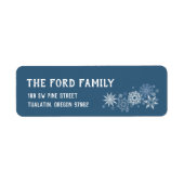 Winter Blauwe retour adreslabels Etiket (Voorkant)