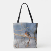 Winter Blauwe Rietzanger Dier Tote Bag (Achterkant)