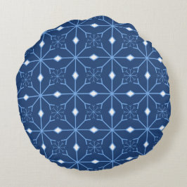 Winter Blauwe sneeuw en ijskonde Pillow Rond Kussen