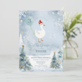 Winter Blauwe Sneeuwvlok Gekke Gans 3e Verjaardag Kaart (Staand voorkant)