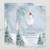 Winter Blauwe Sneeuwvlok Gekke Gans 3e Verjaardag Kaart (Voorkant / Achterkant)