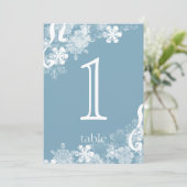 Winter Blauwe Sneeuwvlok Jubileum Tafelnummer (Staand voorkant)