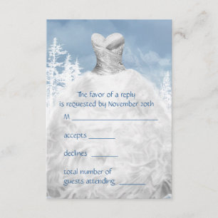 Winter Blauwe Sneeuwvlokken Quinceanera RSVP Kaartje