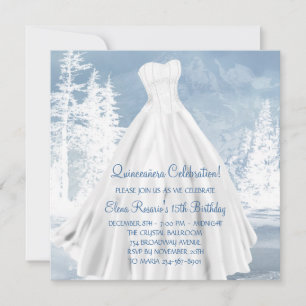 Winter blauwe sneeuwvlokken Quinceanera uitnodigin Kaart