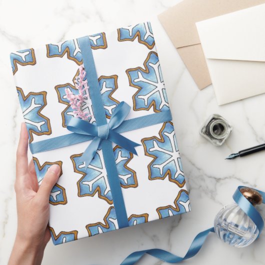 Winter Blauwe Sneeuwvlokken Suiker Cookie Vakantie Cadeaupapier (Geschenken)