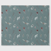 Winter Blauwe Spar & Gewarmde Bessen Leisteengroen Cadeaupapier (Vlak)