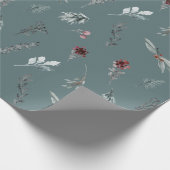 Winter Blauwe Spar & Gewarmde Bessen Leisteengroen Cadeaupapier (Hoek)