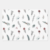 Winter Blauwe Spar & Gewarmde Bessen Wit Inpakpapier Vel (Voorkant)